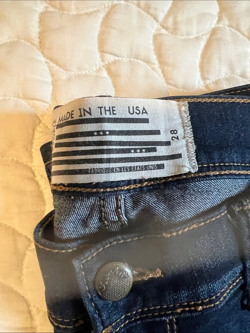 Free People Dark Indigo Skinny Jeans Made In The USA American Stars&Strips Label - Picture 10 of 12